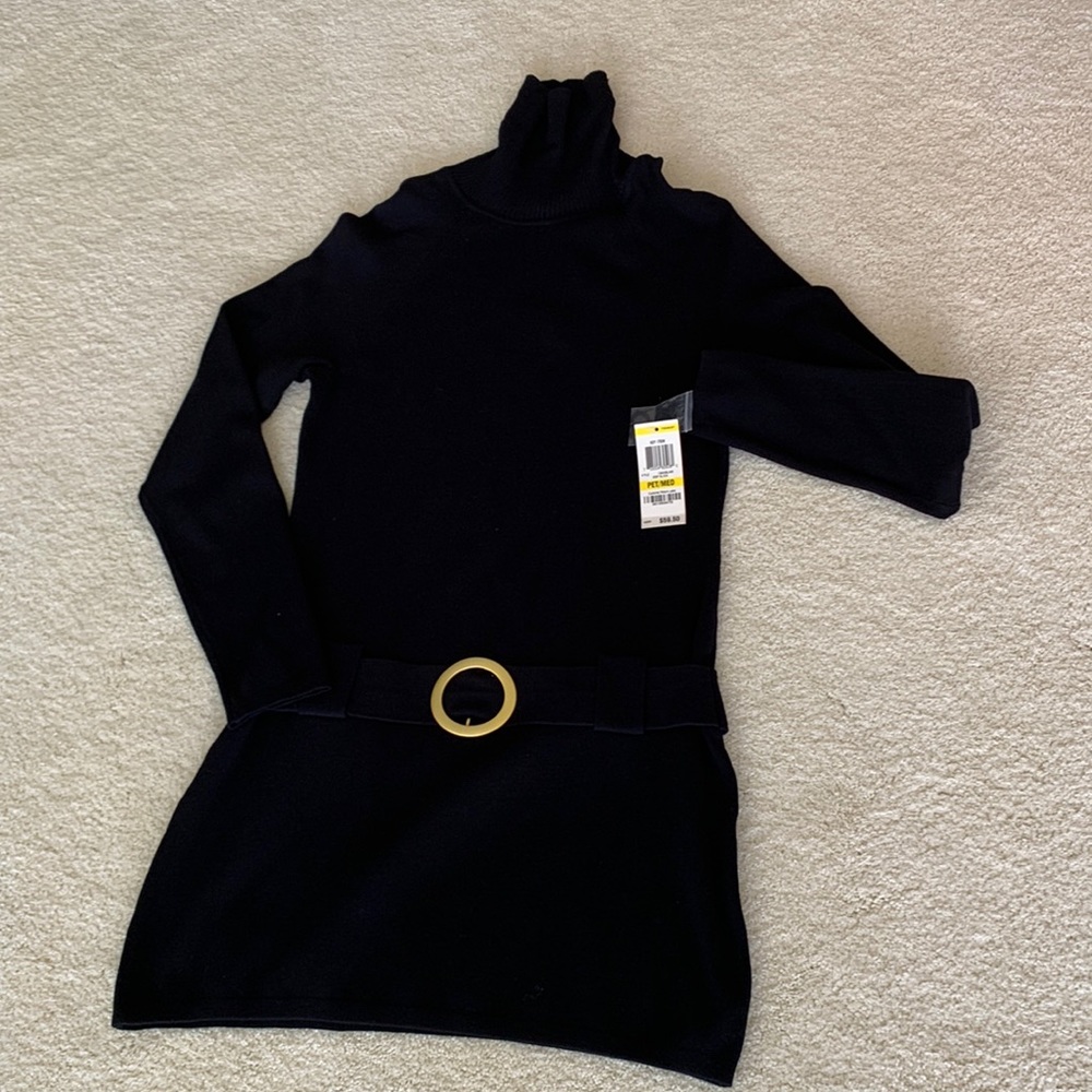 INC. Black knit cowl neck dress